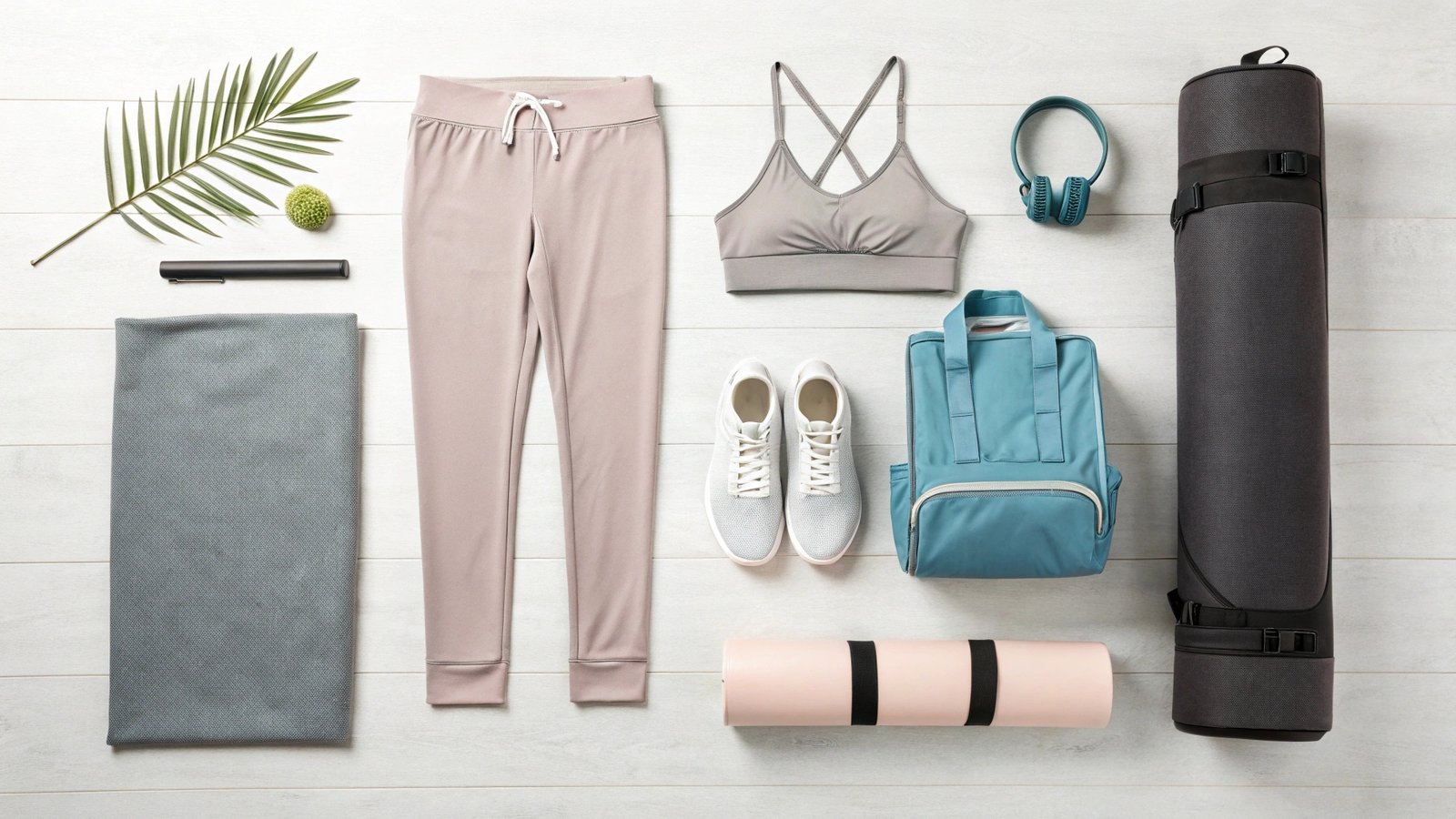Yoga & Fitness Clothing Essentials Flat Lay