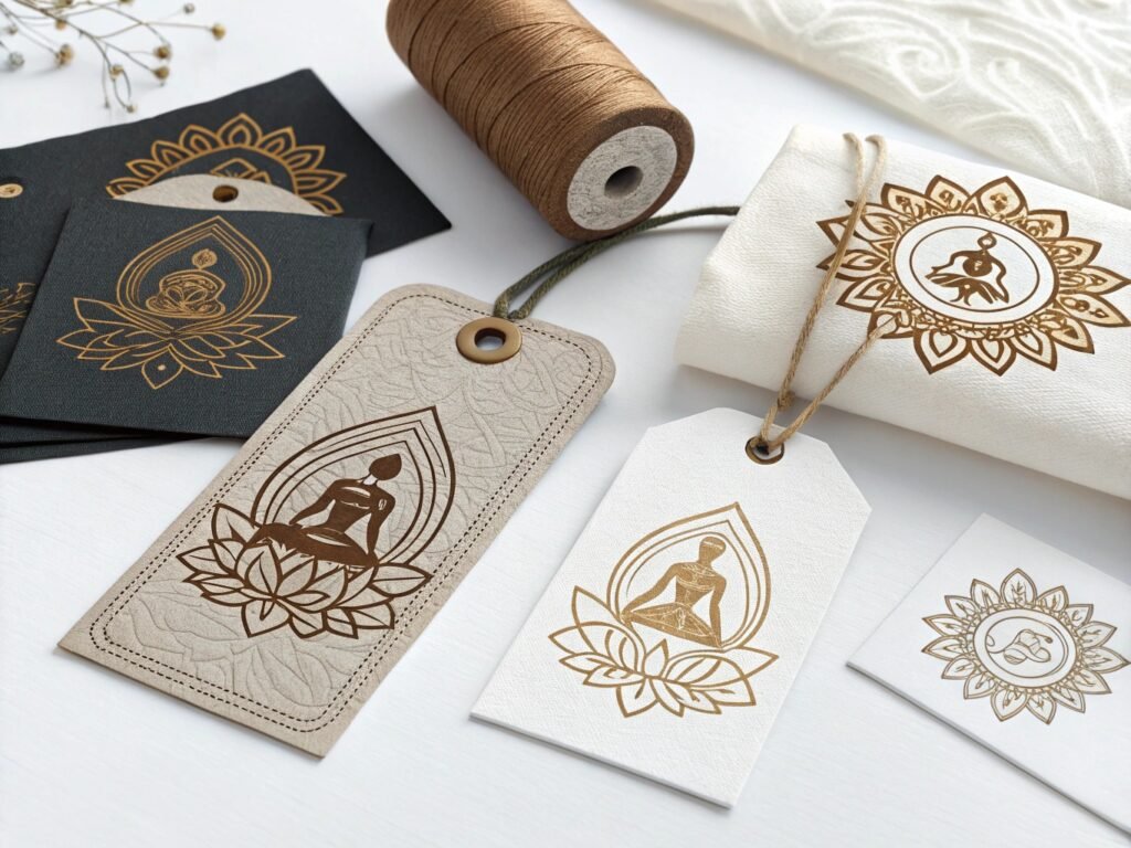 Elegant Yoga Tags and Packaging