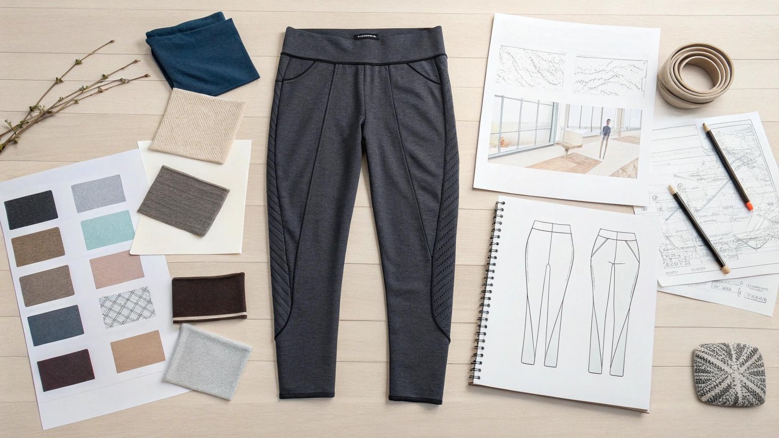 Vuori-Inspired Yoga Pants Flat Lay