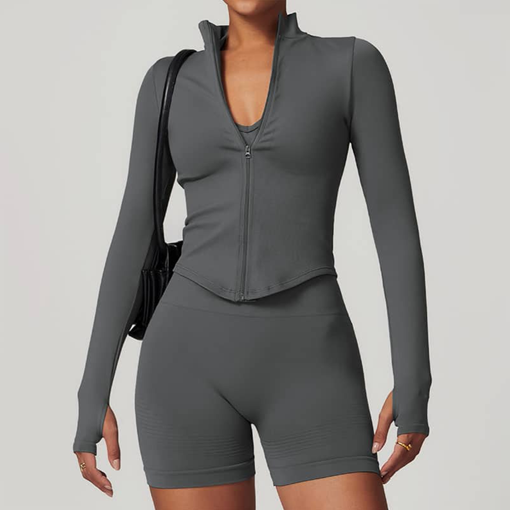 custom zipper long sleeve yoga jacket