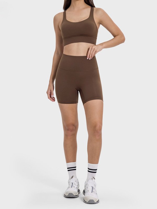 Brown Yoga Shorts Set