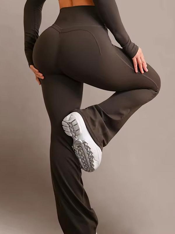Custom High-Waisted Yoga Pants in Dark Brown"