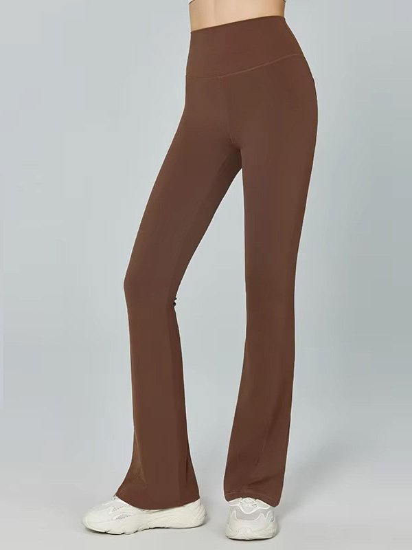 Brown Flared High-Waist Leggings