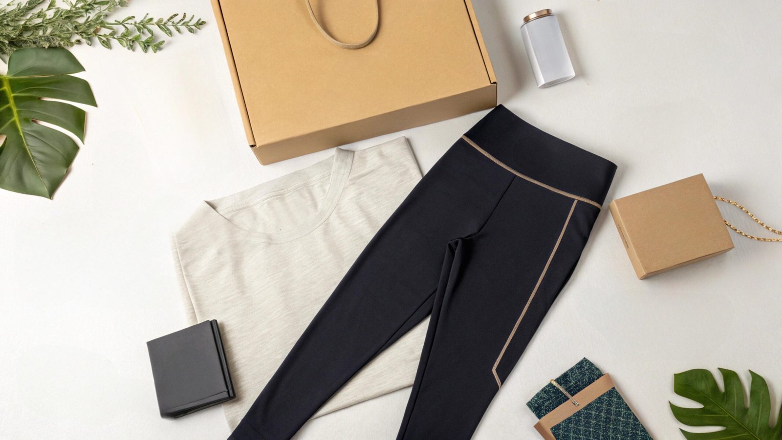 Custom Yoga Pants Fit & Branding Flat Lay