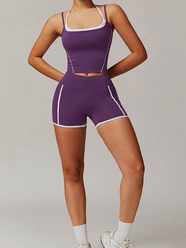 Purple Athletic Set with White Piping