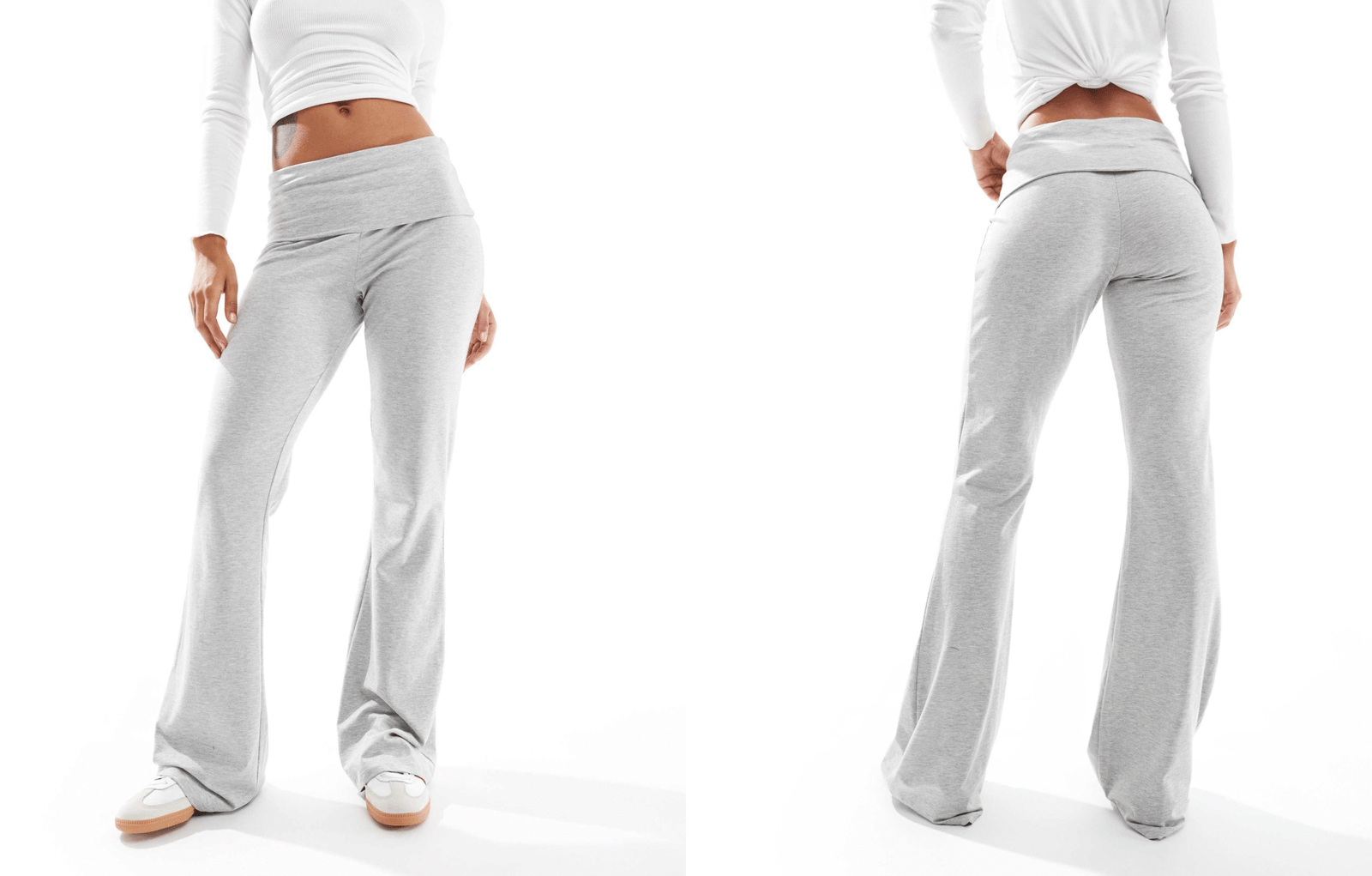Light Grey Foldover Flared Pants