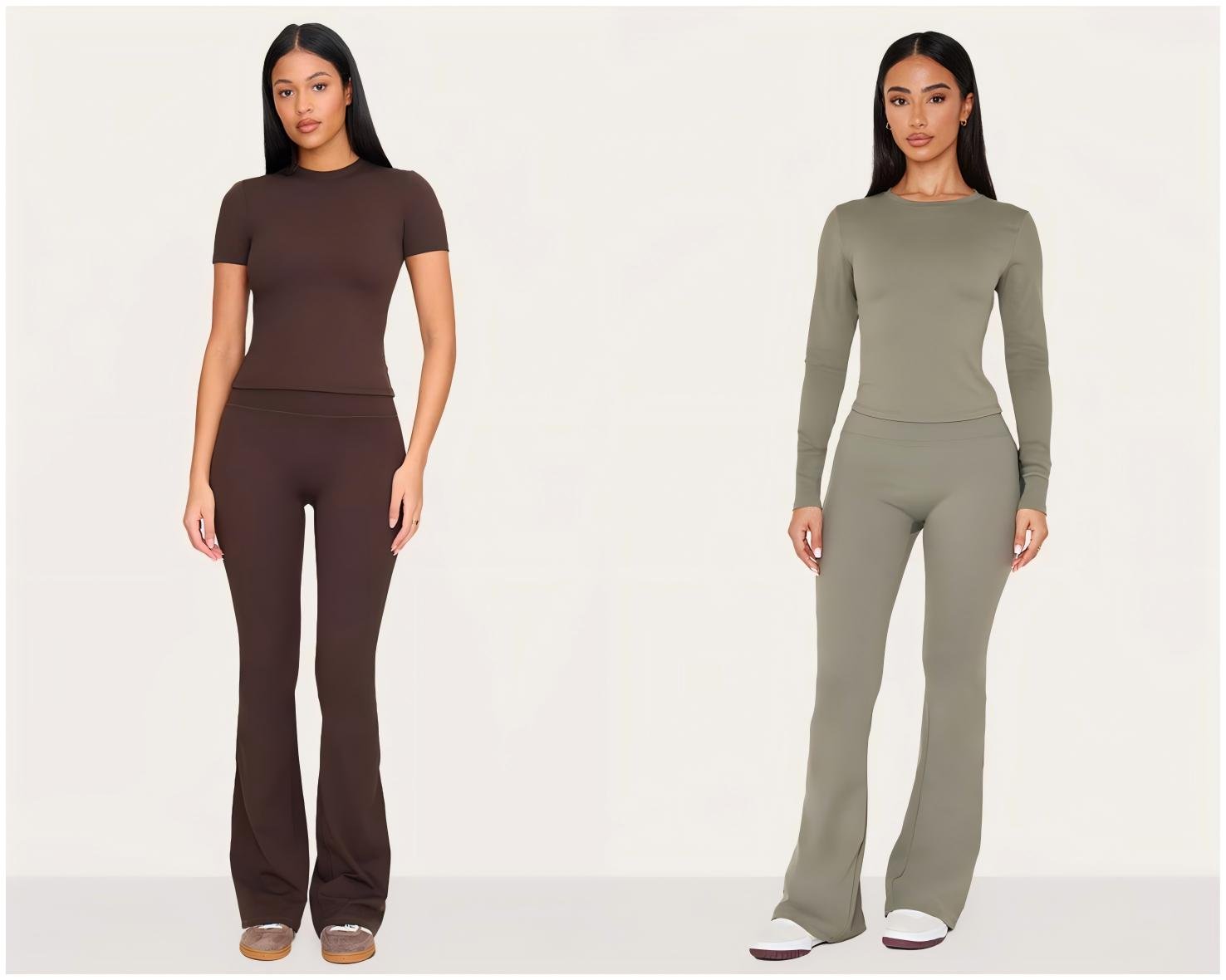 Brown and Olive Flare Yoga Sets
