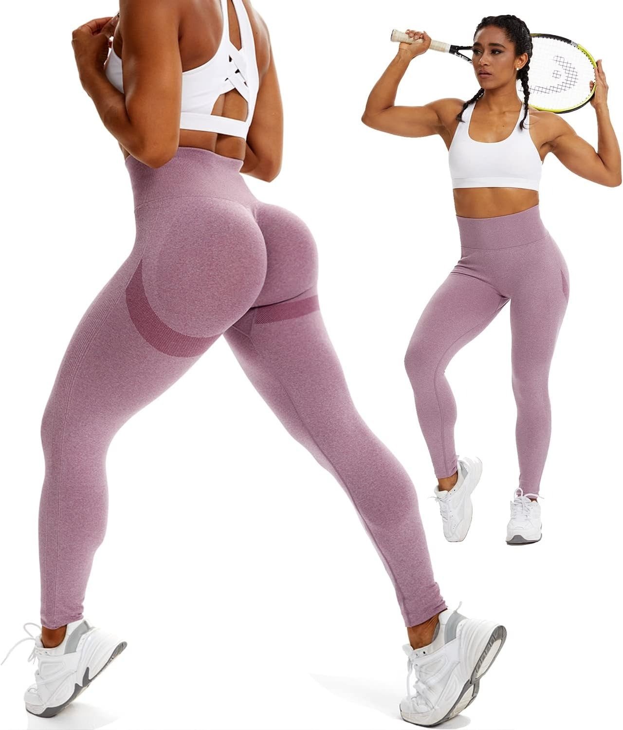 Purple Seamless Scrunch Leggings