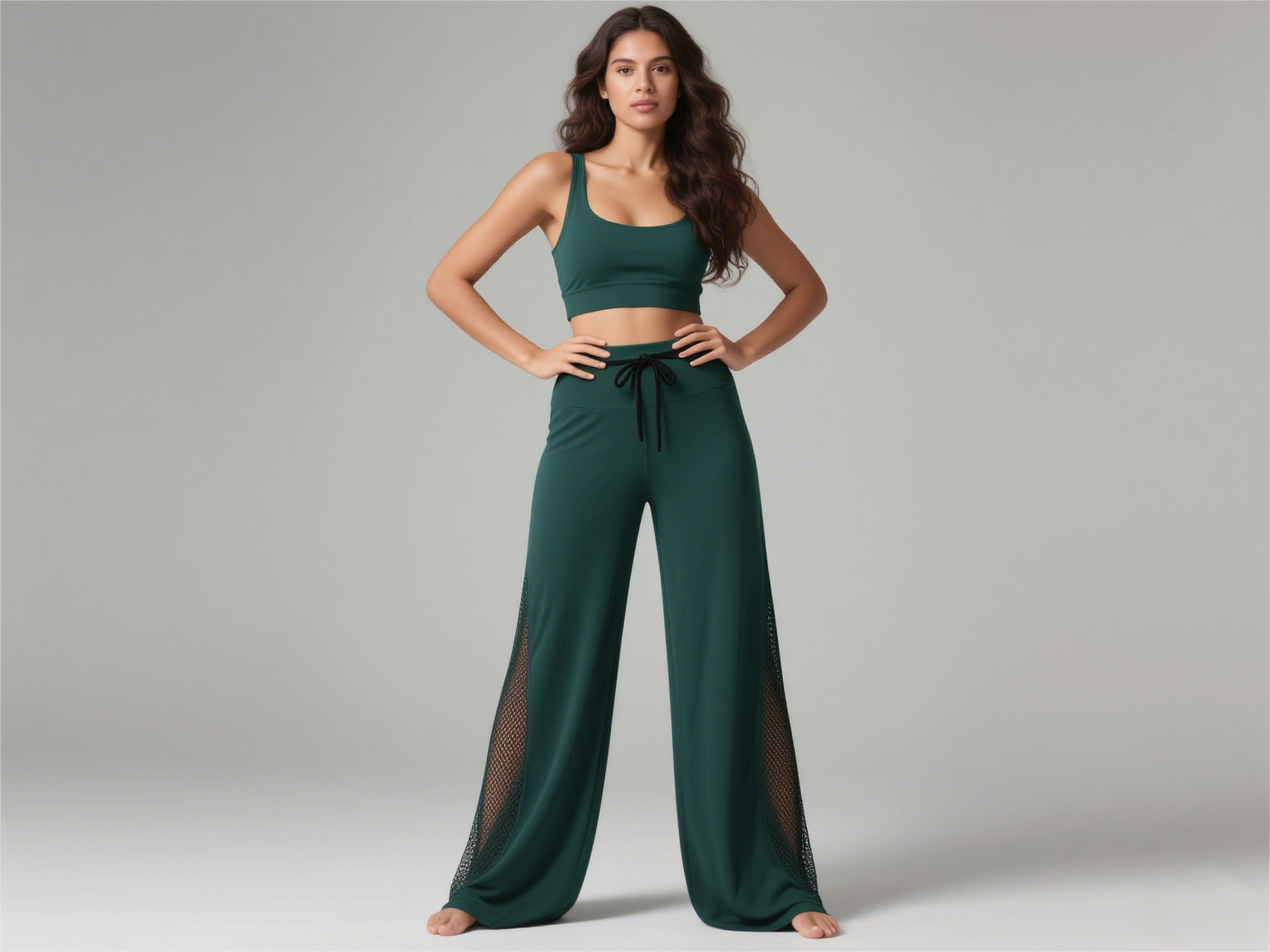 Green Mesh Wide-Leg Set