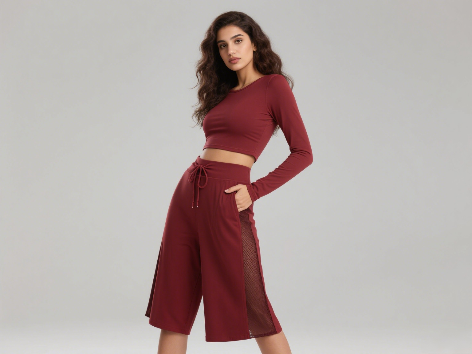 Maroon Culotte Shorts