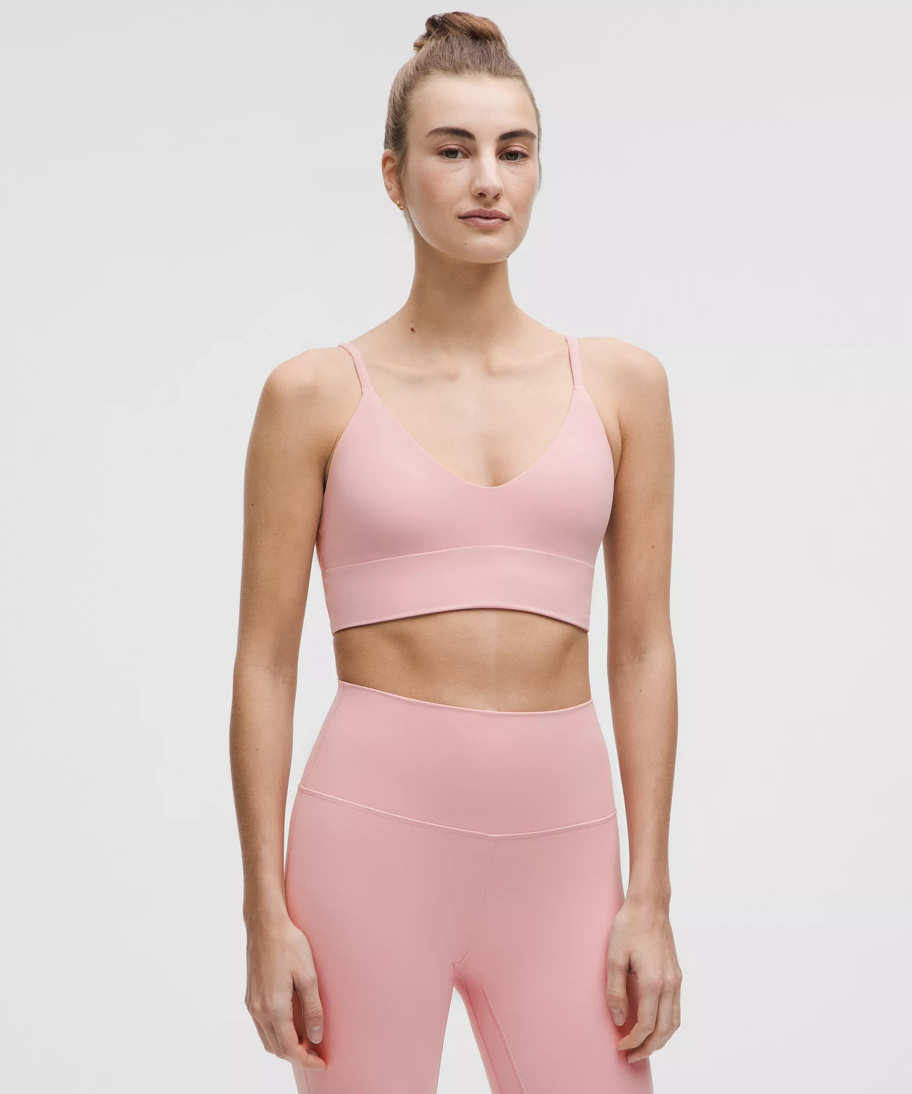 Light pink V-neck sports bra set