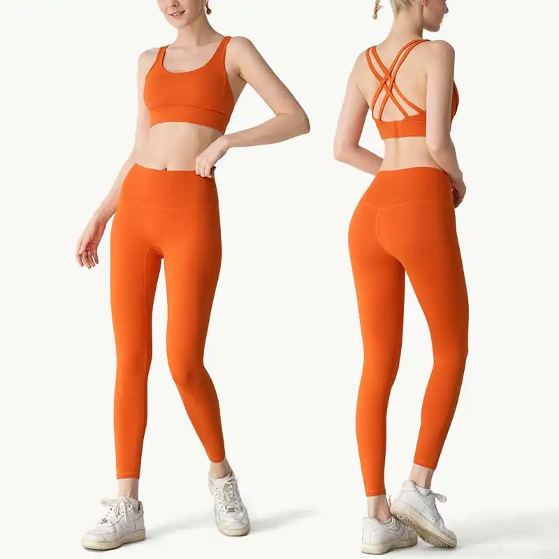 Orange Seamless Yoga Set