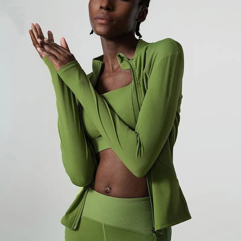 Green athletic zip-up jacket