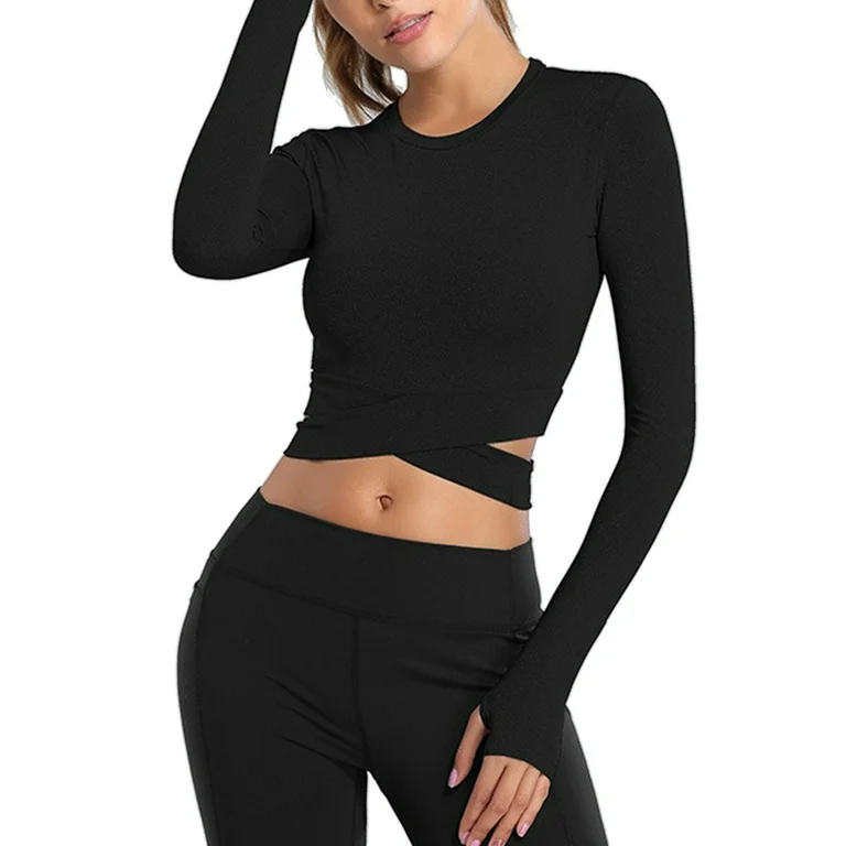 Black wrap crop top