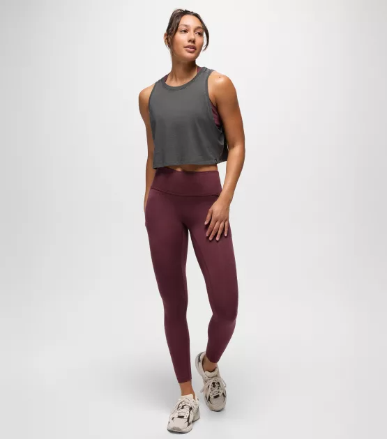 High-Waist Burgundy Leggings with Crop Tank Top