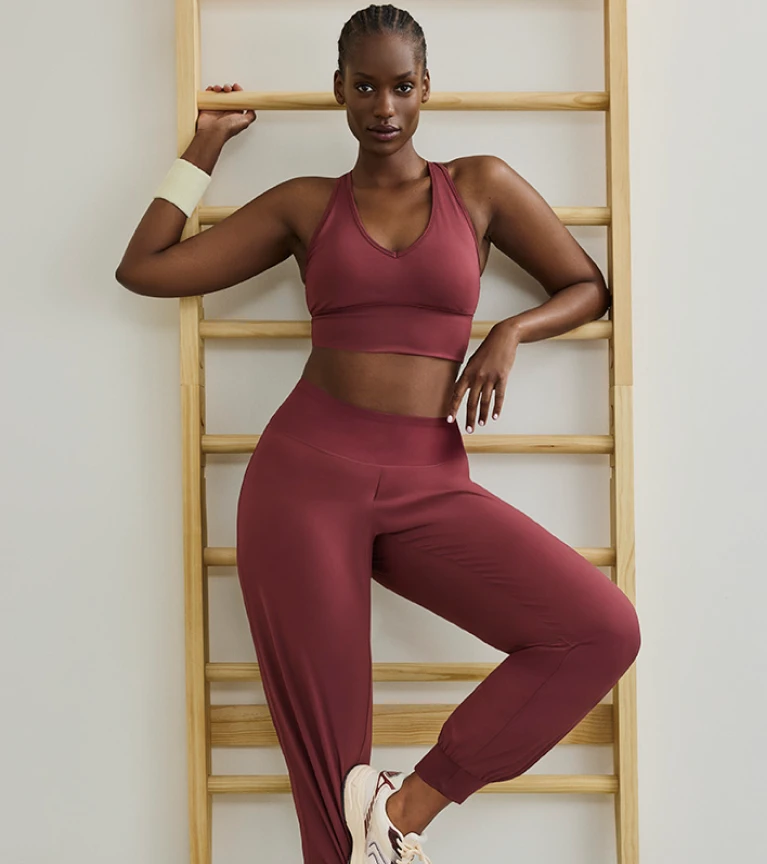 Studio Ease in Wine-Toned Active Set
