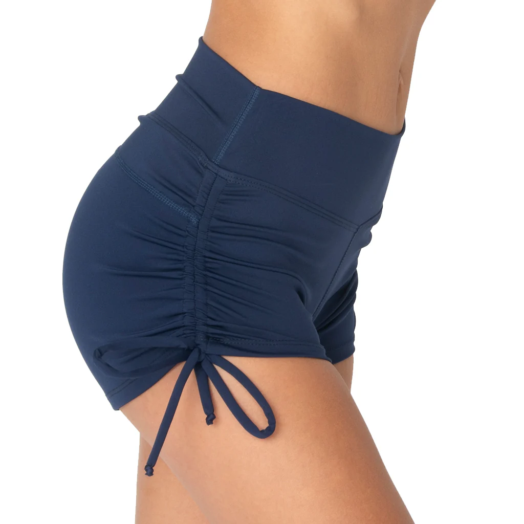 Navy ruched tie shorts