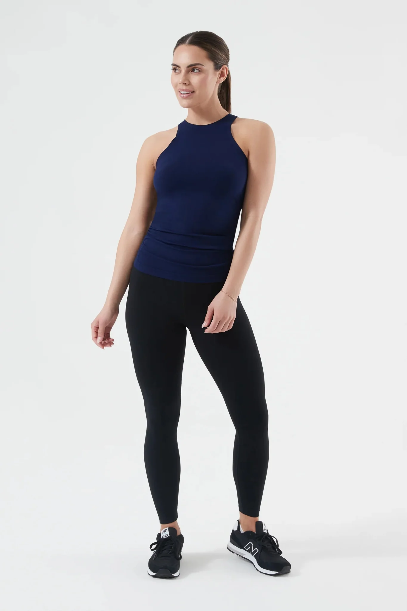 Navy Tank with Black Leggings