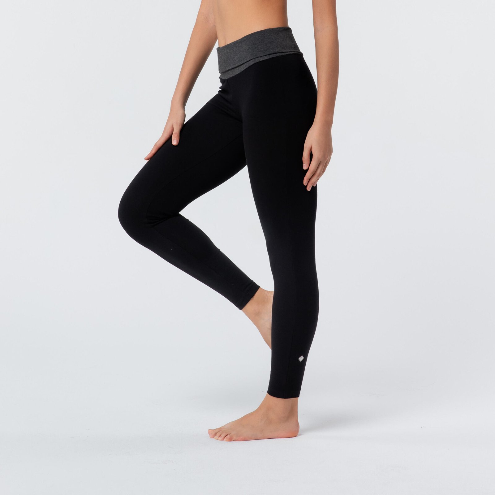 Black leggings with gray waistband
