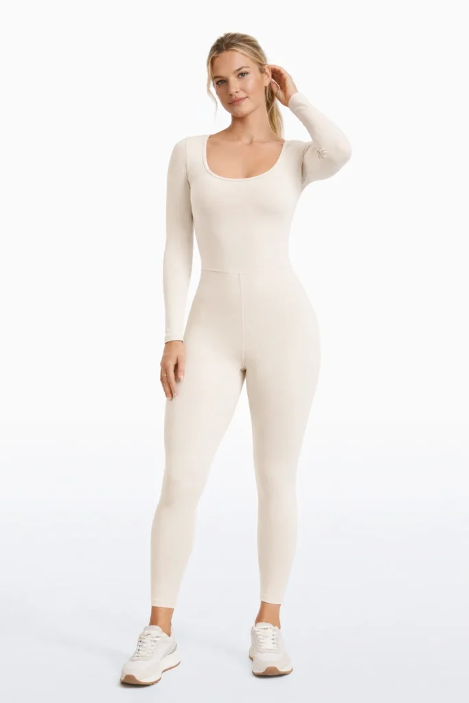 This long-sleeve active bodysuit features a smooth, body-contouring silhouette with a comfortable, second-skin feel. Designed for yoga, light training, and everyday athleisure, offering flexibility, support, and a clean minimalist look.